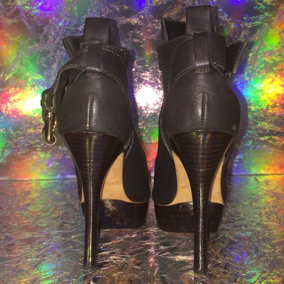 Bebe Platform high heel boots brown and gold, Sz 7 - Picture 3 of 8
